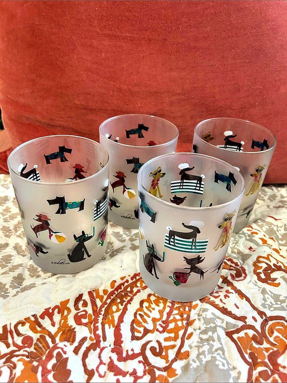 Culver Set of 4 Dog Print Drinking Glasses